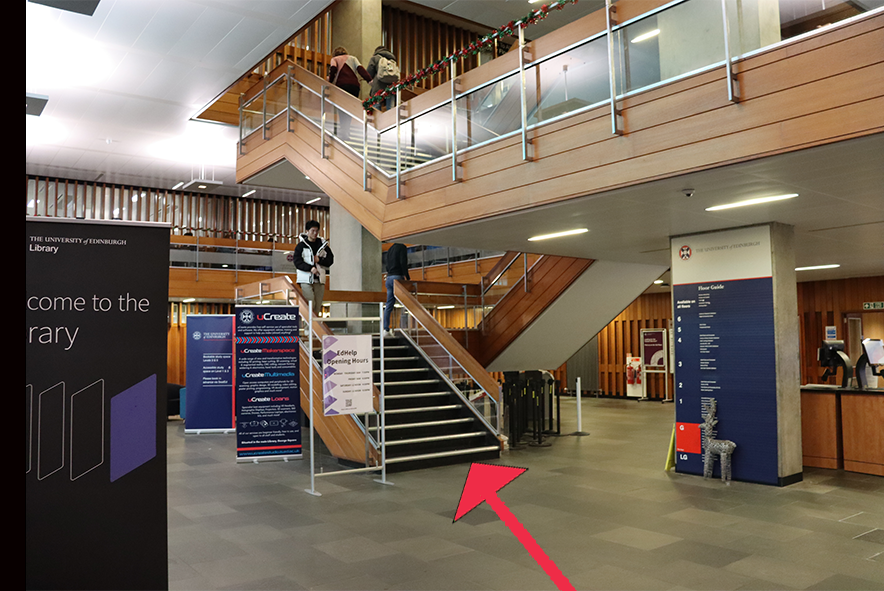 Directions to uCreate Makerspace in the Main Library