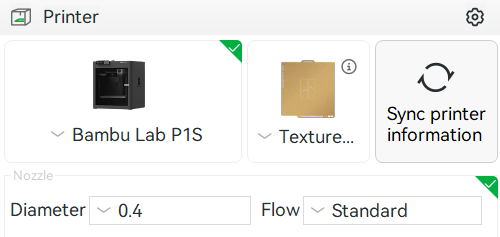 Printer and nozzle settings