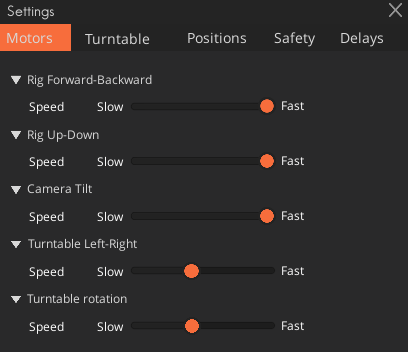 Motor settings